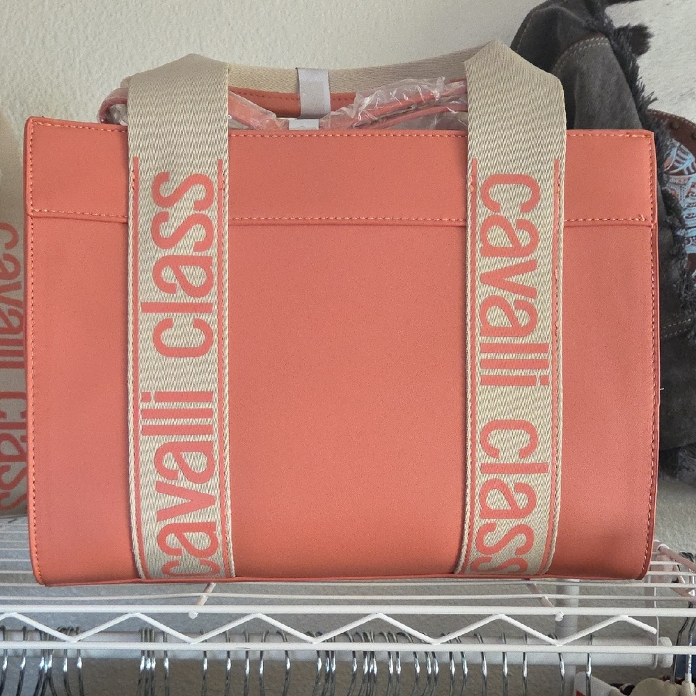 Cavalli Class Coral and Beige Tote